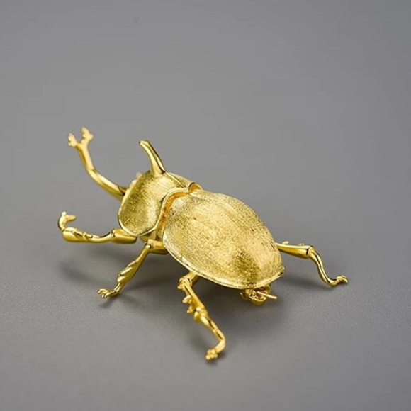 Artisan Handmade 925 Silver Trypoxylus Dichotomus Brooch - Picture 4 of 6